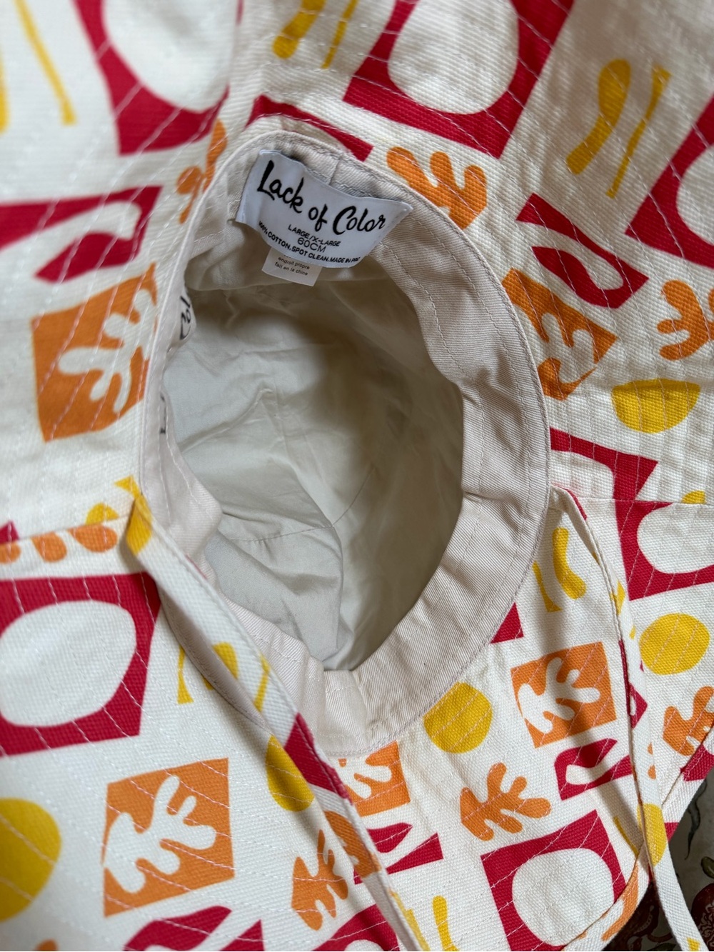 Lack Of Color White Bucket Hat with Pink, Orange & Yellow Abstract Print - Picture 2 of 5